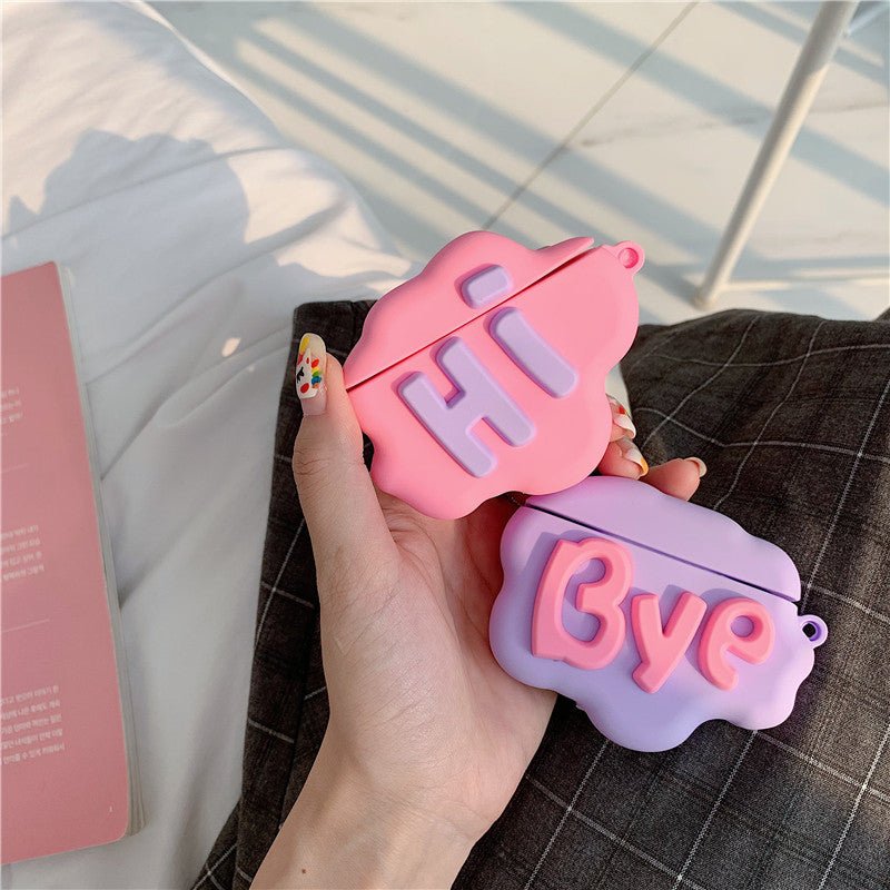 AirPod 2 Case 3D HI BYE Cloud Letter Cartoon Soft Silicone Airpods Case Cover