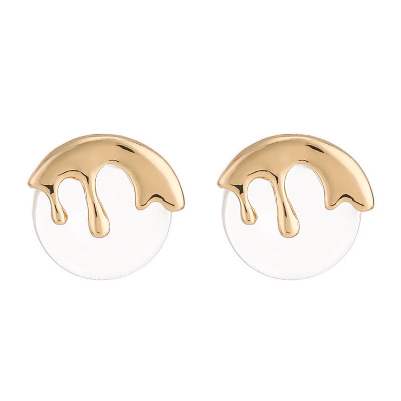 Liquid Metal Resin Stud Earrings Female Irregular