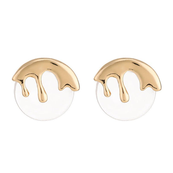 Liquid Metal Resin Stud Earrings Female Irregular