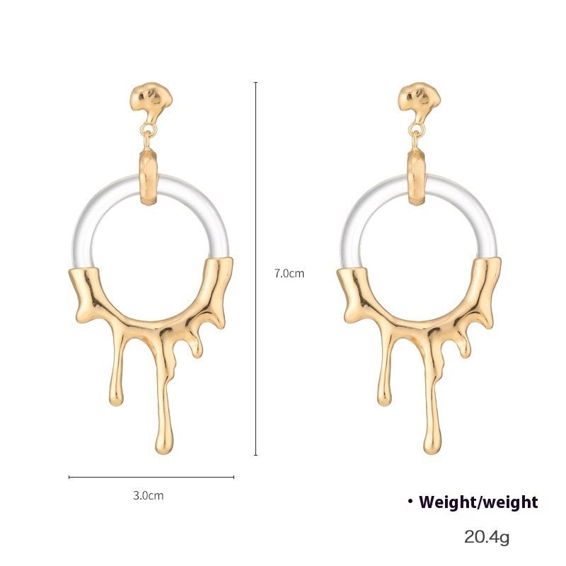 Liquid Metal Resin Stud Earrings Female Irregular