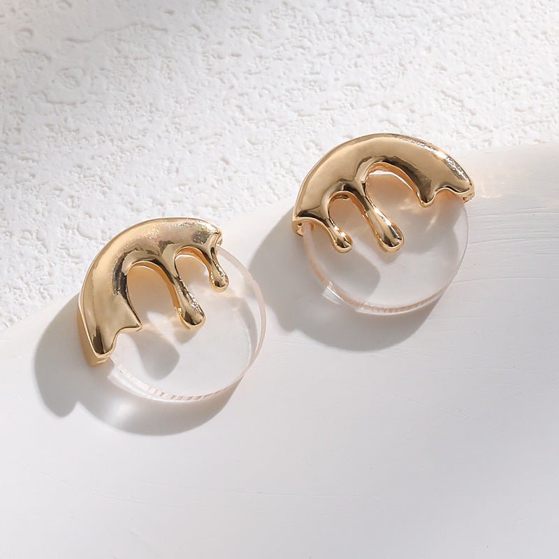 Liquid Metal Resin Stud Earrings Female Irregular