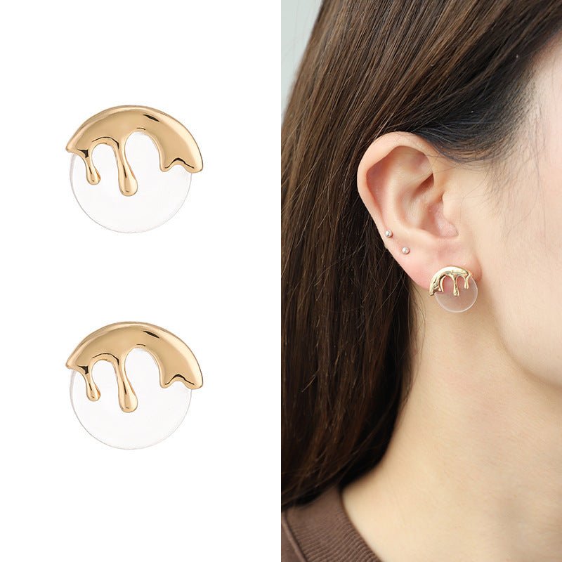 Liquid Metal Resin Stud Earrings Female Irregular